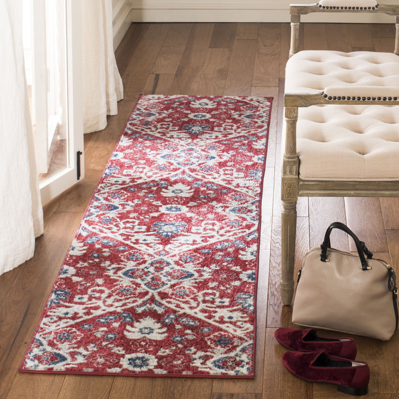 Evart Southwestern Red/Ivory Area Rug, Runner 2' x 8'