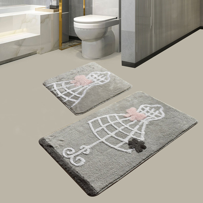 Ensemble de tapis de bain 2 pièces Putterman, Gris / blanc