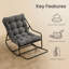 Chaise berçante d'extérieur avec coussin épais en velours côtelé, structure en acier thermolaqué pour patio, salon, chambre à coucher-1677977238