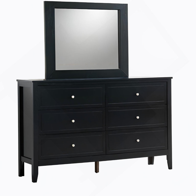 Commode 6 tiroirs Woonden, Noir