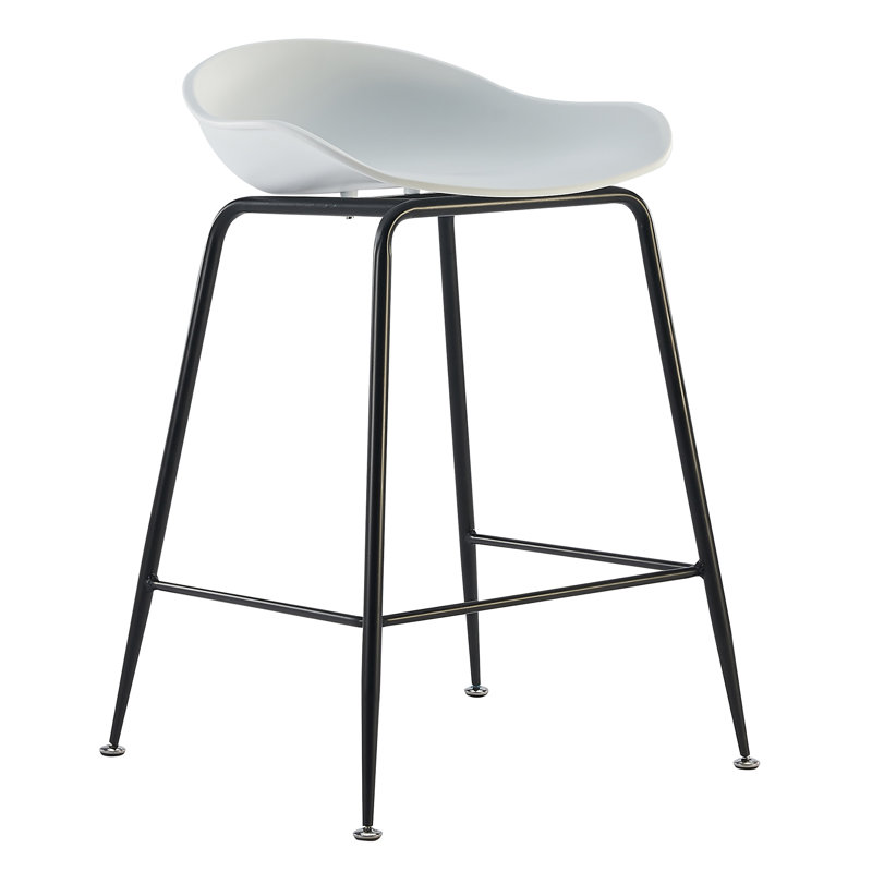 Hartselle Bar Stool - 25" Seat Height Molded Plastic Stool with Metal Legs - Indoor & Outdoor Counter Height Stool, 25"