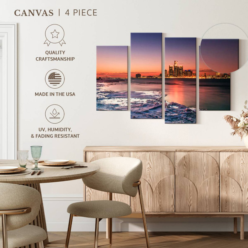 Keesha Detroit Skyline In Winter, 32" H x 52" W