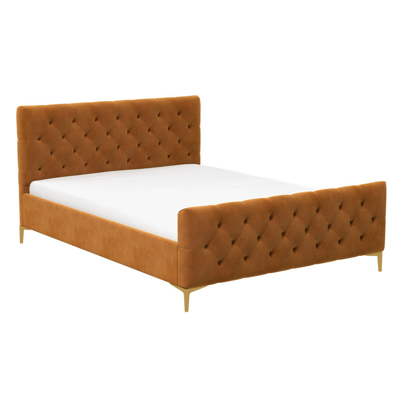 Structure de lit Bailey Queen Mid-Century, Brun