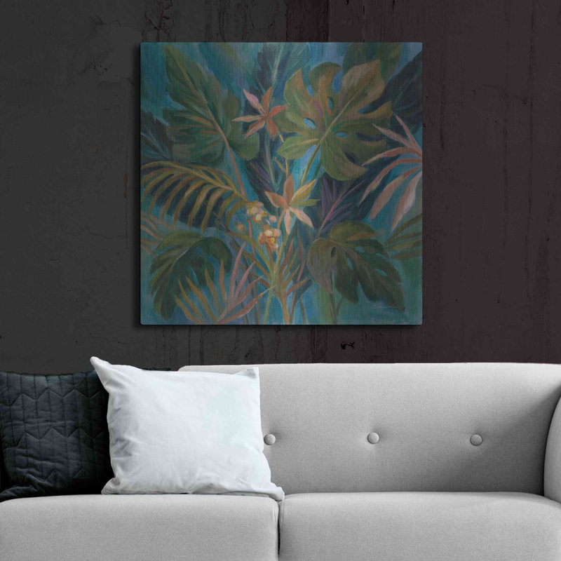 «Midnight Tropical Leaves» par Silvia Vassileva, H 36 po x l 36 po