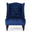 Fauteuil club en velours à haut dossier, fauteuil à oreilles rembourré, bleu marine