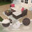 Outdoor Patio Furniture Set, 5 Pieces All-Weather Wicker Sectional Conversation Sofa with Glass Coffee Table and Detachable Soft Cushions, Small Outdoor Sofa Set for Balcony, Poolside, Yard-1571238245
