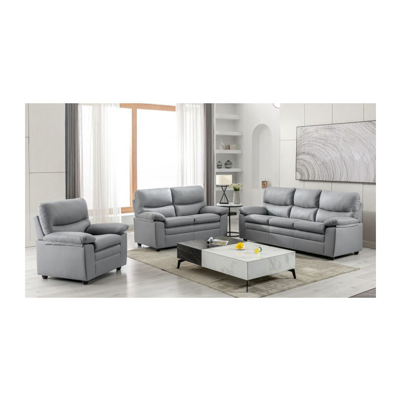 Ladeidre 3 Seater Faux Leather Sofa, 2, Grey