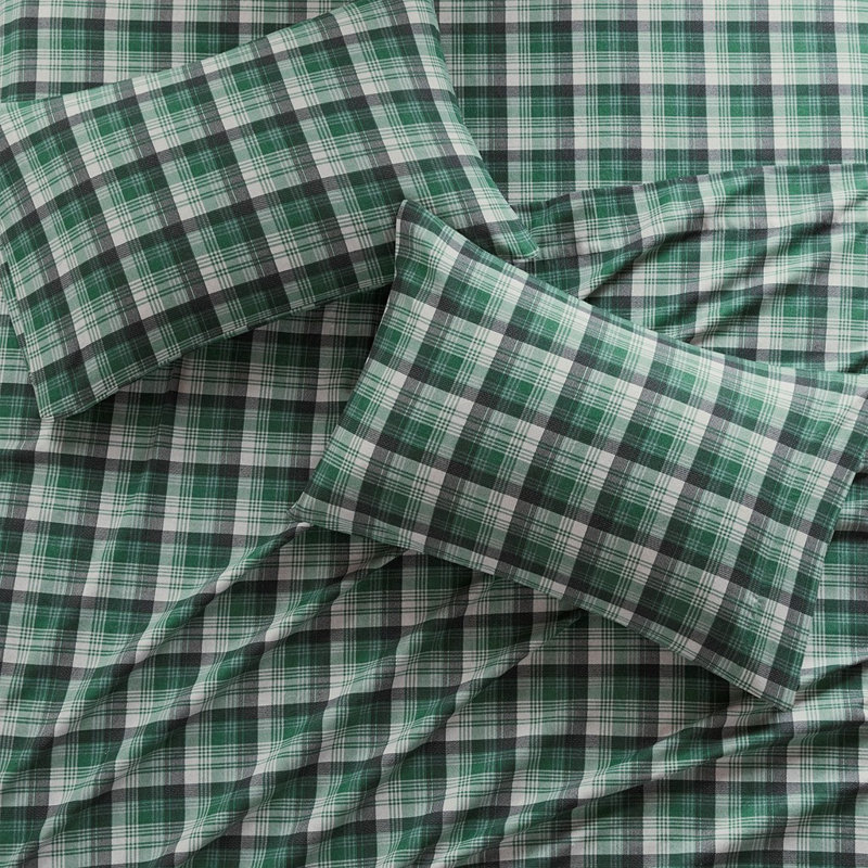 Ensemble de draps Gracie Mills Kayce, Tissu écossais vert, Ensemble literie pour lit simple