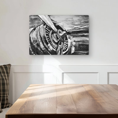 Vintage Airplane Propeller – Monochrome Metal Print for Man Cave