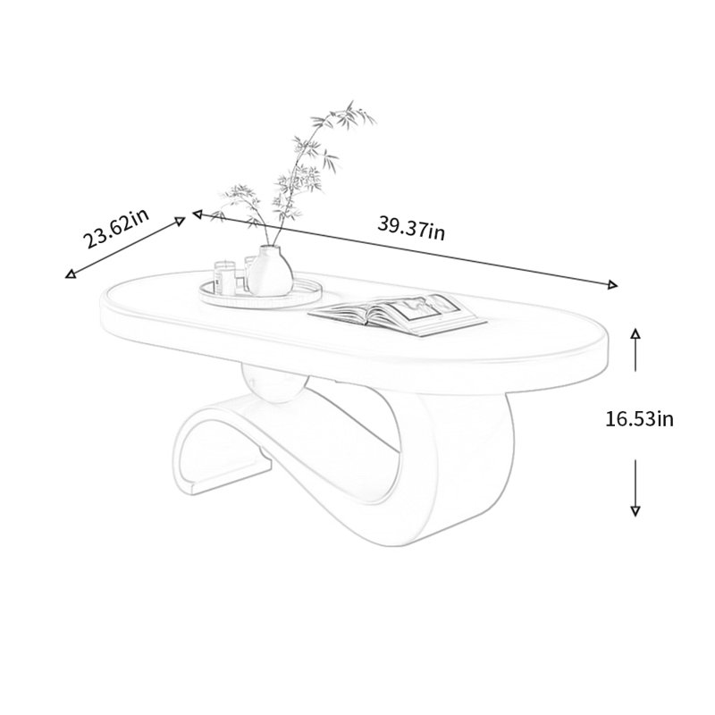 Table basse légère de style crème de luxe, H 16,53 po x L 39,37 po x l 23,62 po