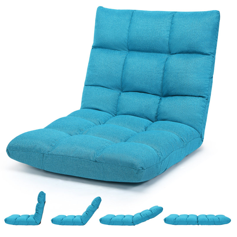 Kelm Iron Padded Folding Chair, Aqua