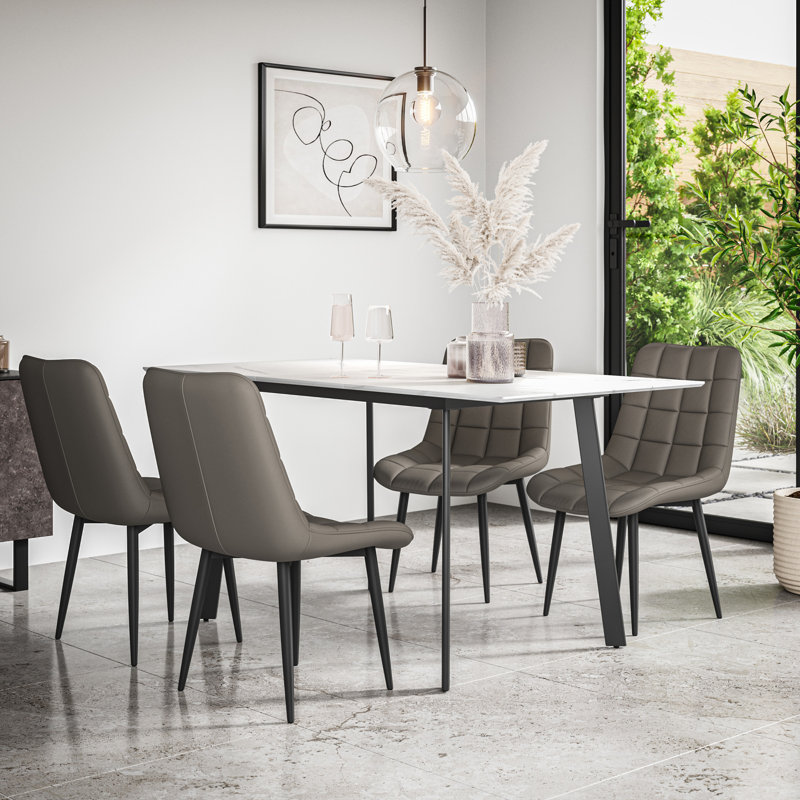 Danyll 6 - Person Dining Set, White/Black/Grey