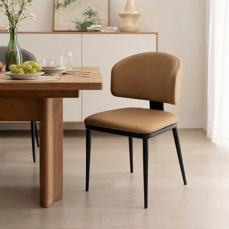 Ensemble de 2 chaises de salle à manger de style campagne en lin doux, gris clair / noir / brun, Brown