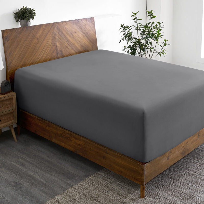 Extra Deep Microfiber Fitted Sheet, Twin Fitted Sheet, Gray