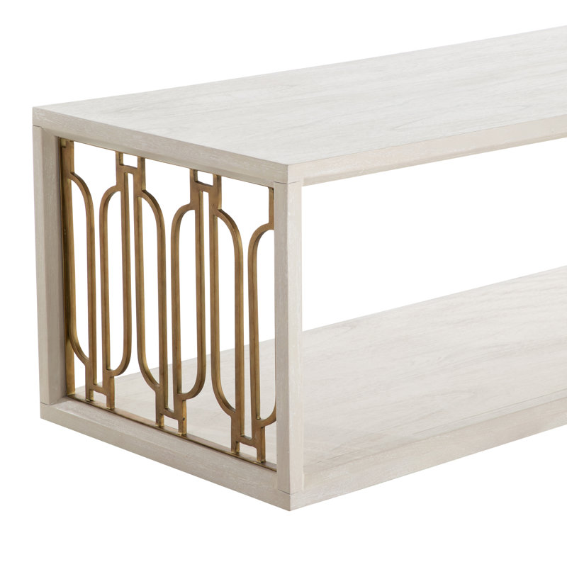 Table basse Ainsworth - Blanc, Blanc céruse / doré teinté