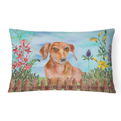  Dachshund Spring Indoor/Outdoor Throw Pillow