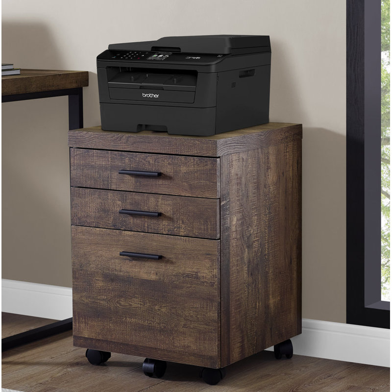 18.25'' Wide 3 -Drawer Mobile File Cabinet, Dark Brown