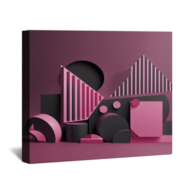 Pink Geometric Shapes Canvas Gallery Wrap in Many Sizes
