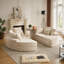 Fauteuil inclinable rond en velours côtelé de 78,5 pouces, convertible en deux fauteuils inclinables, canapé-lit 2 en 1, conception de coussin pour le cou avec cinq coussins décoratifs