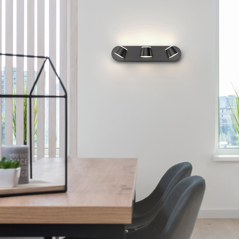 Luminaires de salle de bain à DEL Boze, Noir mat, 3
