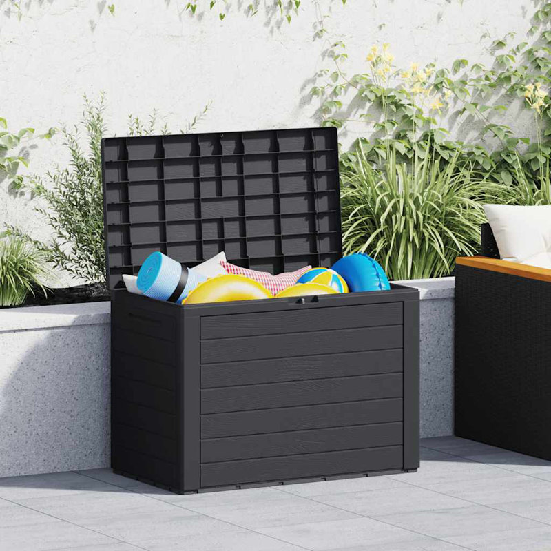 vidaXL Outdoor Storage Box 50.2 Gal Deck Box, UV-Resistant Polypropylene, Garden Patio Cushion Chest, Anthracite, 30.7"x17.3"x21.7"