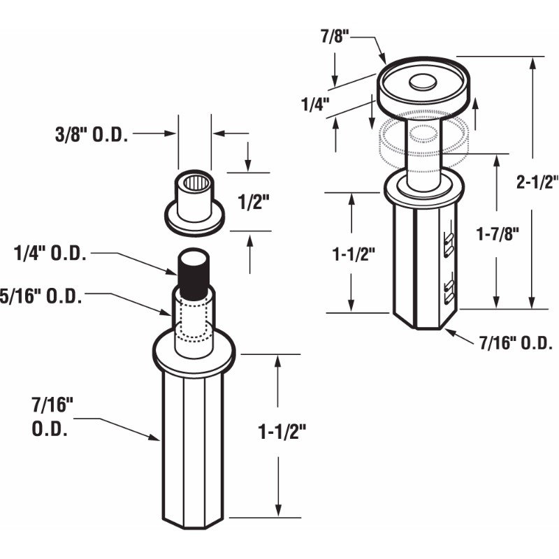 Ensemble de 2 portes pivotantes et pivotantes, boîtier en acier 7/16 po (paquet de 2)