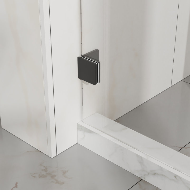 Porte de douche coulissante à largeur réglable de 44 à 48 po, verre trempé transparent de 6 mm, technologie anti-éclaboussures, conception moderne pour porte de salle de bain en verre avec roulettes en acier inoxydable de 1/4 po de 6 mm, finition noir mat