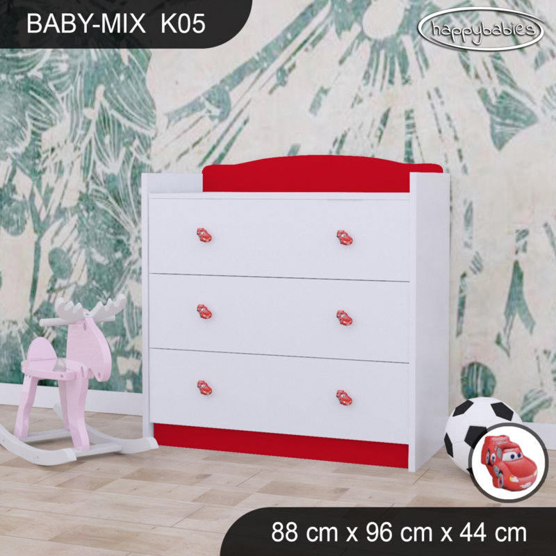 Baby Mix Kids 3 - Drawer Dresser, Red