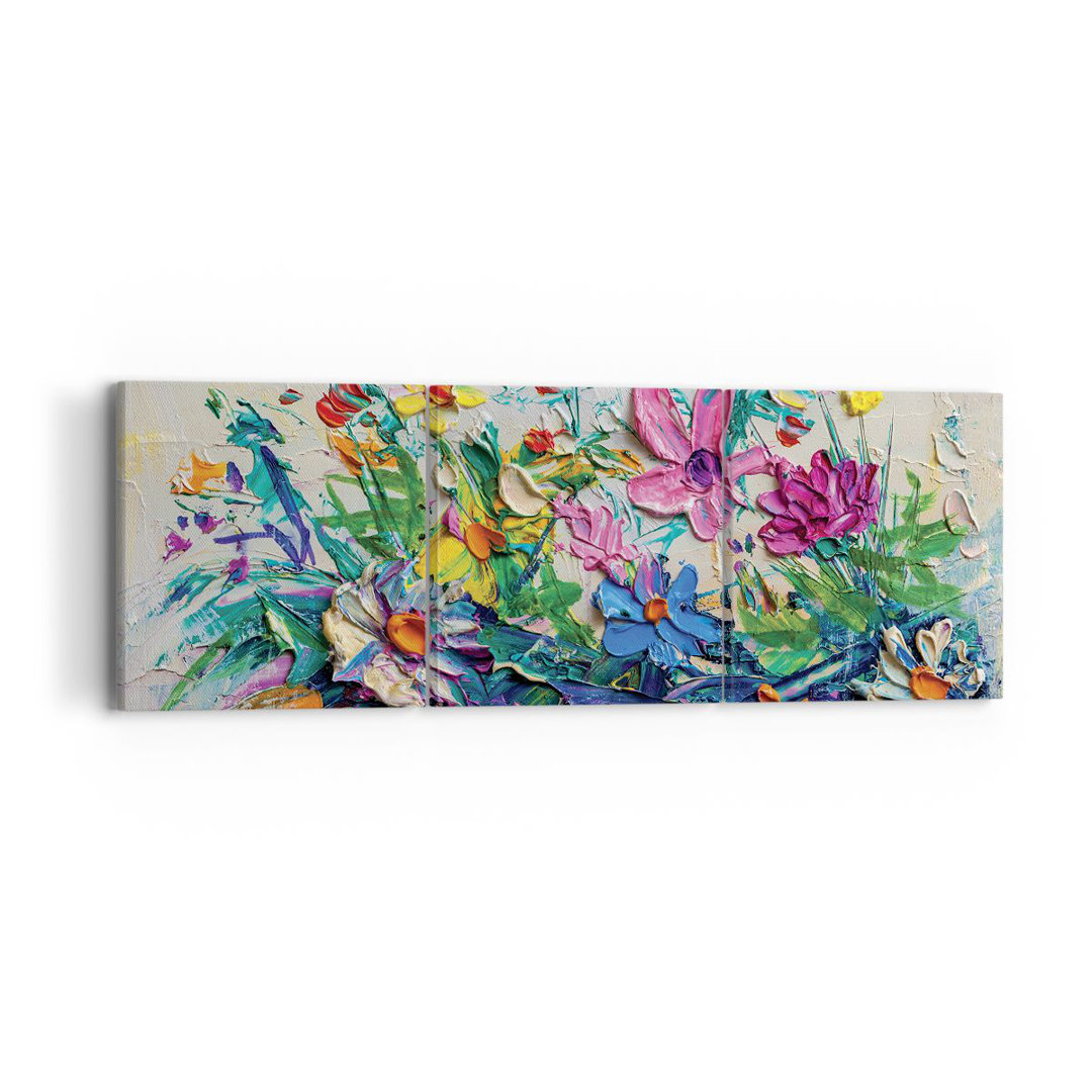 3-tlg. Leinwandbilder-Set Flowers the Colors Impasto