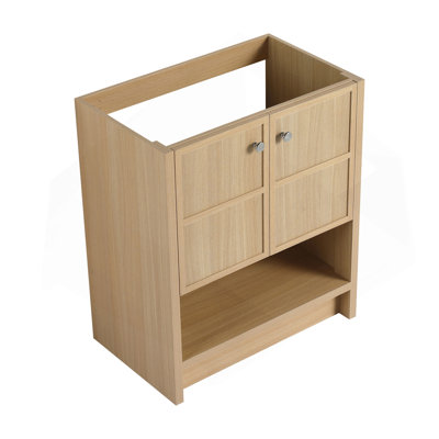 Meuble-lavabo autoportant 30 po, 2 portes à fermeture douce, chêne, contreplaqué (sans le lavabo)