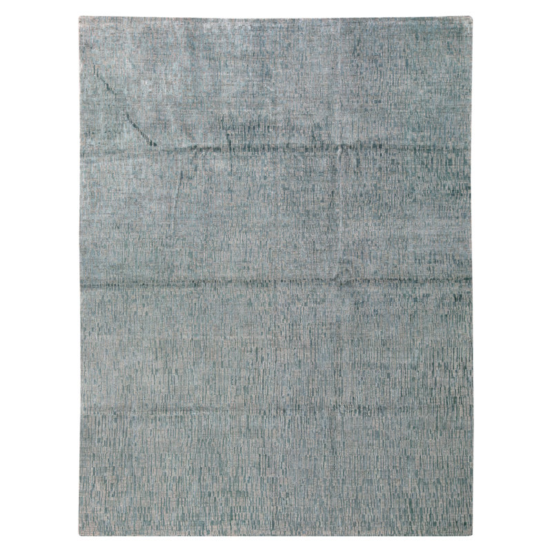Hand Knotted Area Rug in Green And Blue
