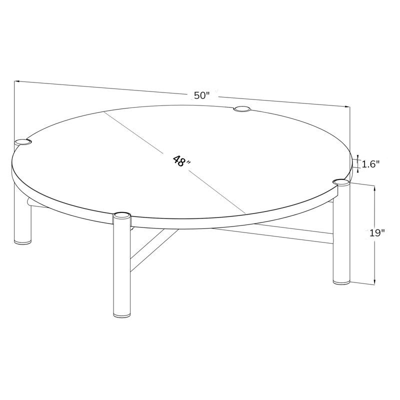 Porta Outdoor Table, 15" H x 50.4" W x 50.4" D