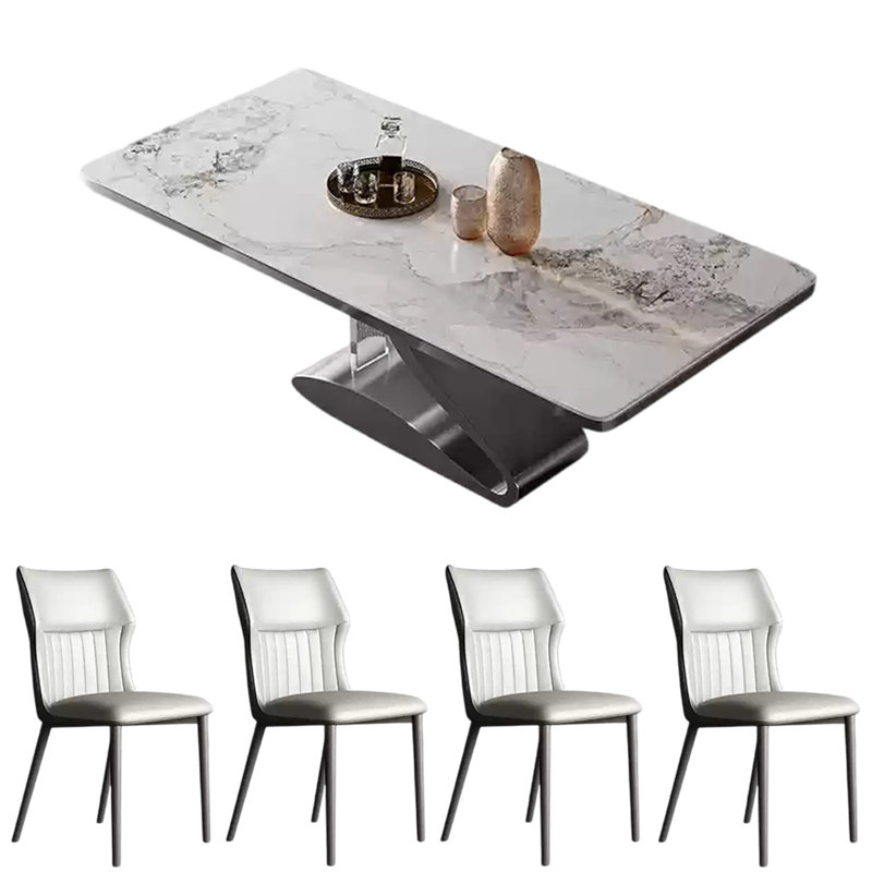 Ensemble de table de salle à manger rectangulaire moderne et simple, H 29,53 po x L 70,87 po x l 35,43 po, Multicolore