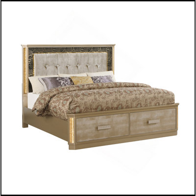 Grand lit Medusa en bois doré