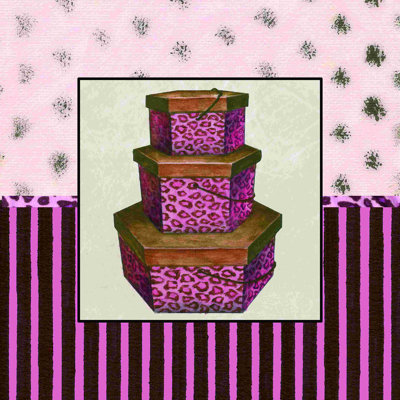 " Pink Leopard Boxes " Painting Print