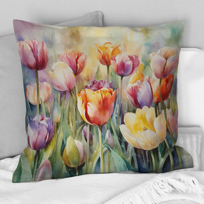 Garden of Tulips - Coussin décoratif imprimé tulipe