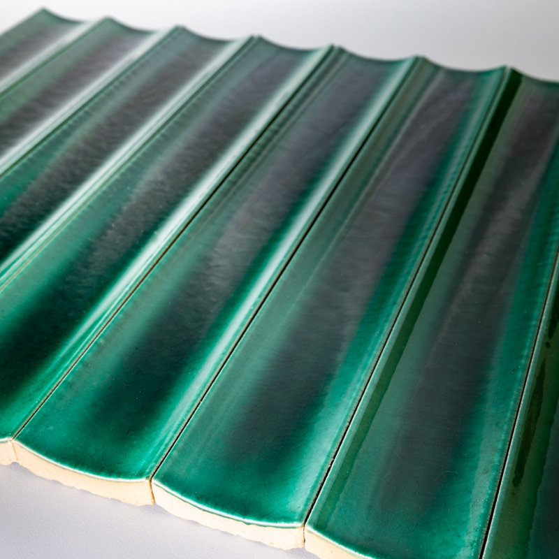 Piccola Fluto 1.75" x 12" Ceramic Subway Tile, Emerald
