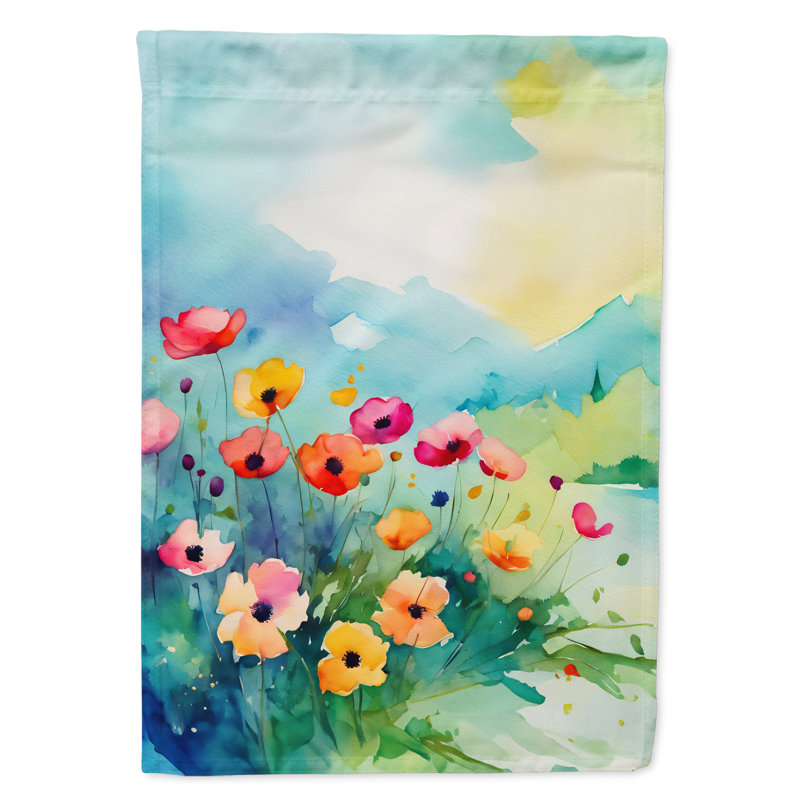 Anémones dans l'aquarelle, drapeau de jardin