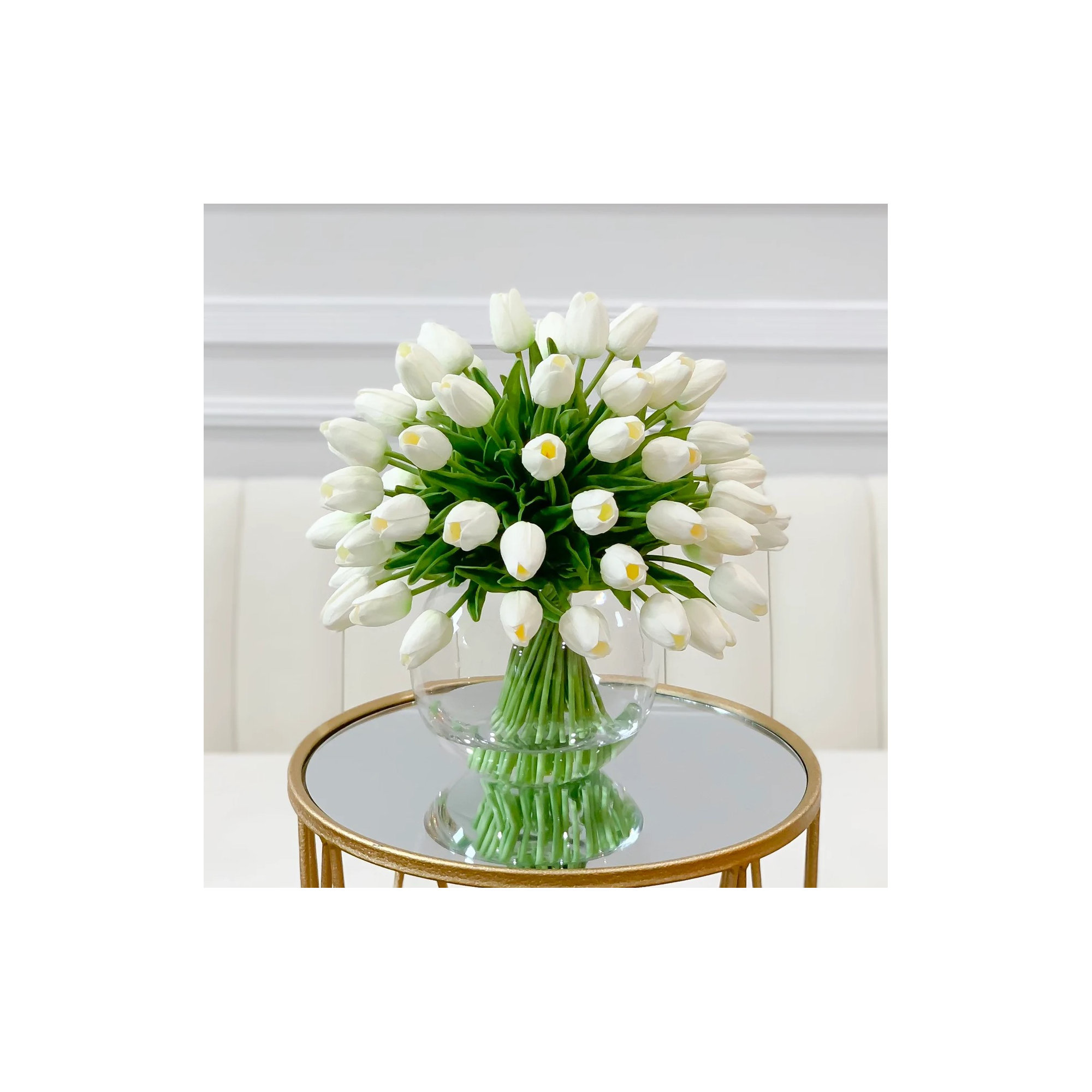 Real Touch Tulips Centerpiece In Vase, White