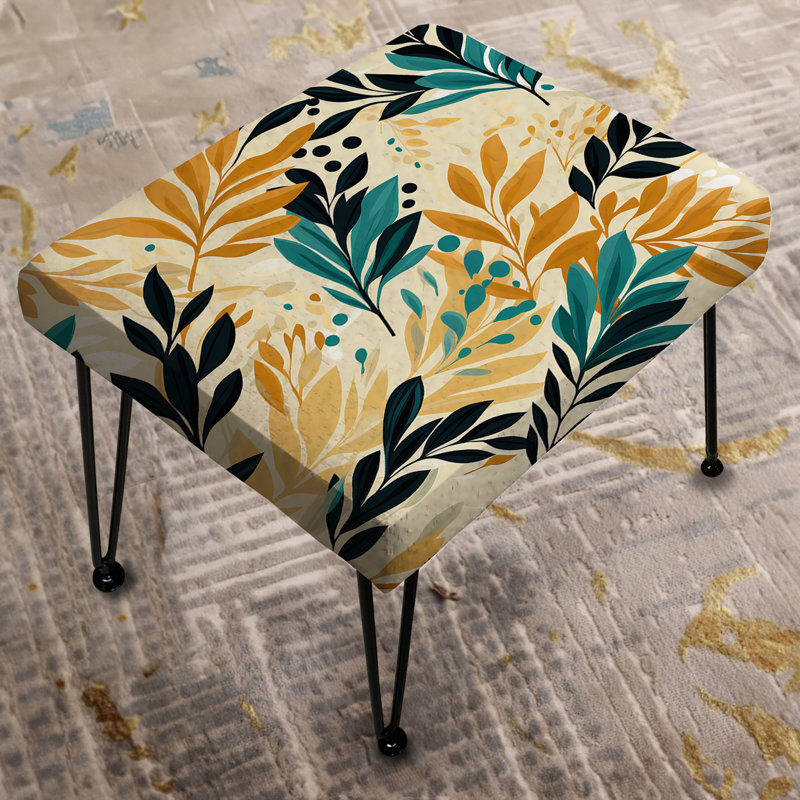 Botanique en beige et vert - Repose-pieds rectangulaire tropical