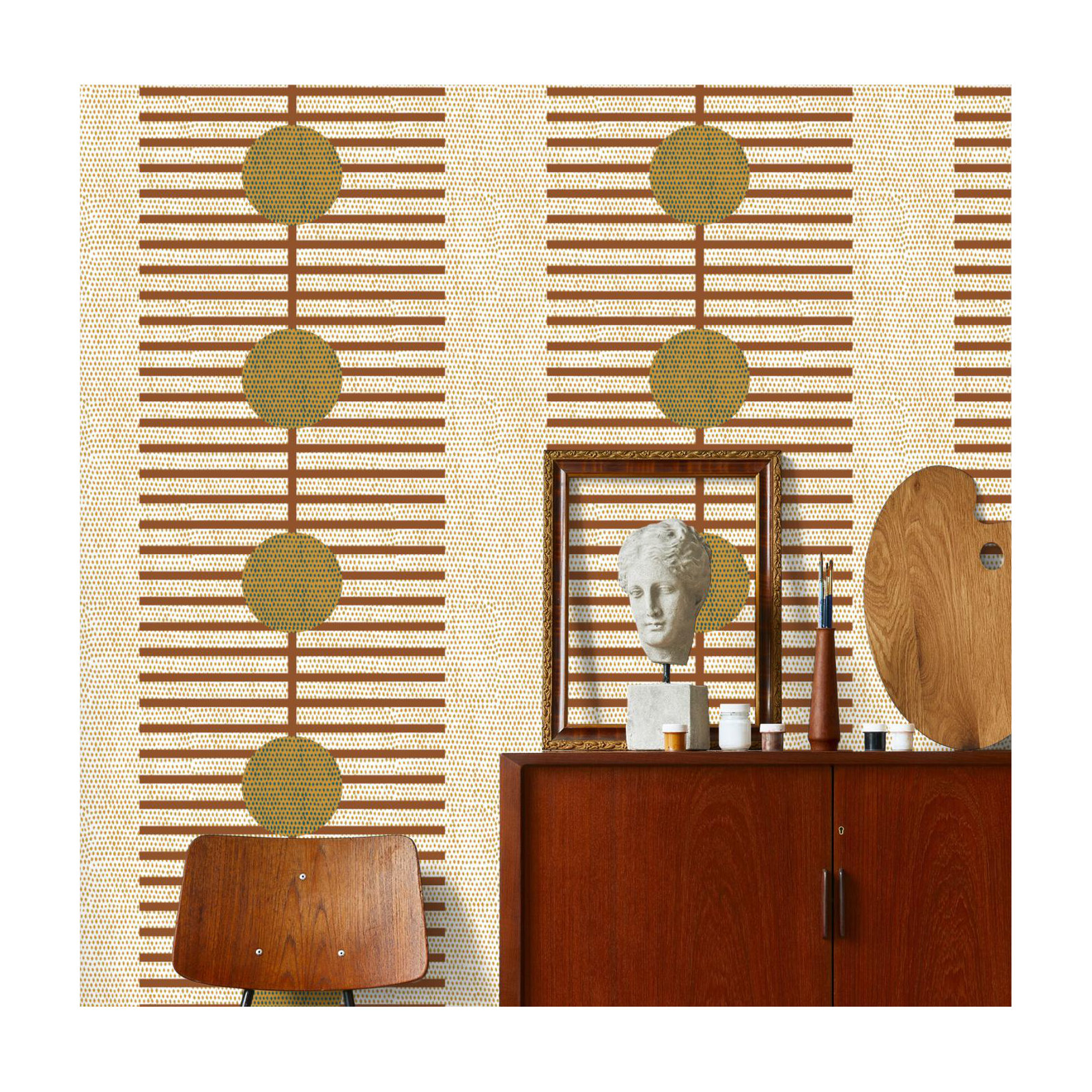 Nomalanga 10' L x 25" W Wallpaper Roll, Terracotta, Self-adhesive
