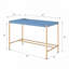 Bureau d'écriture rectangulaire avec port USB, bleu marine et or-712888993