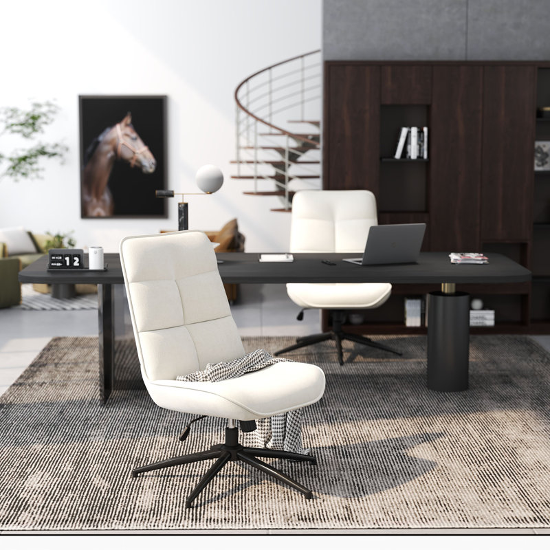 Luxury Armless Swivel Desk Chair - Adjustable Height