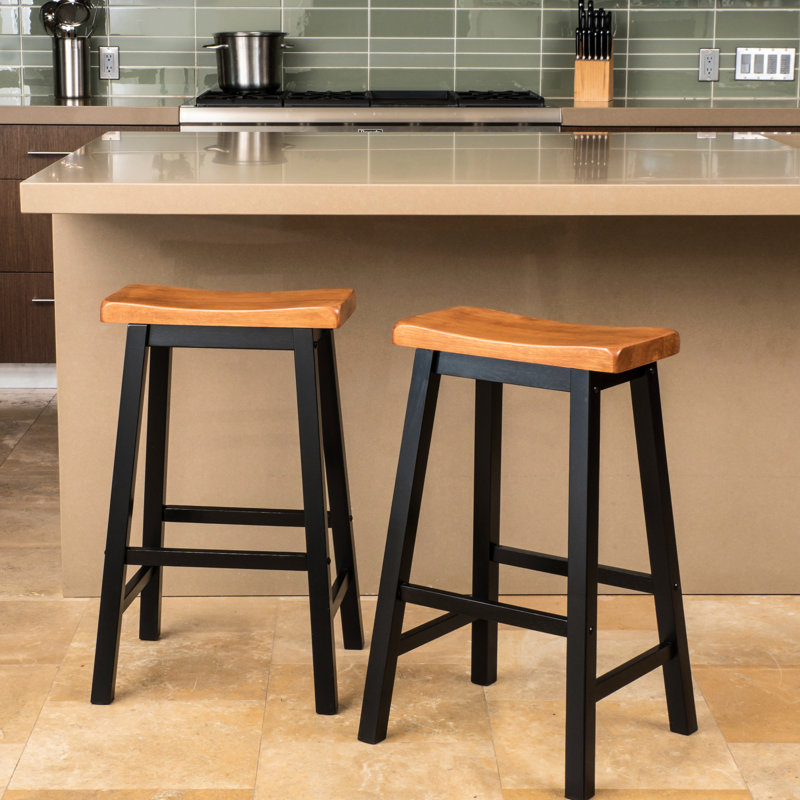 Tabouret de selle en bois 29 po, noyer