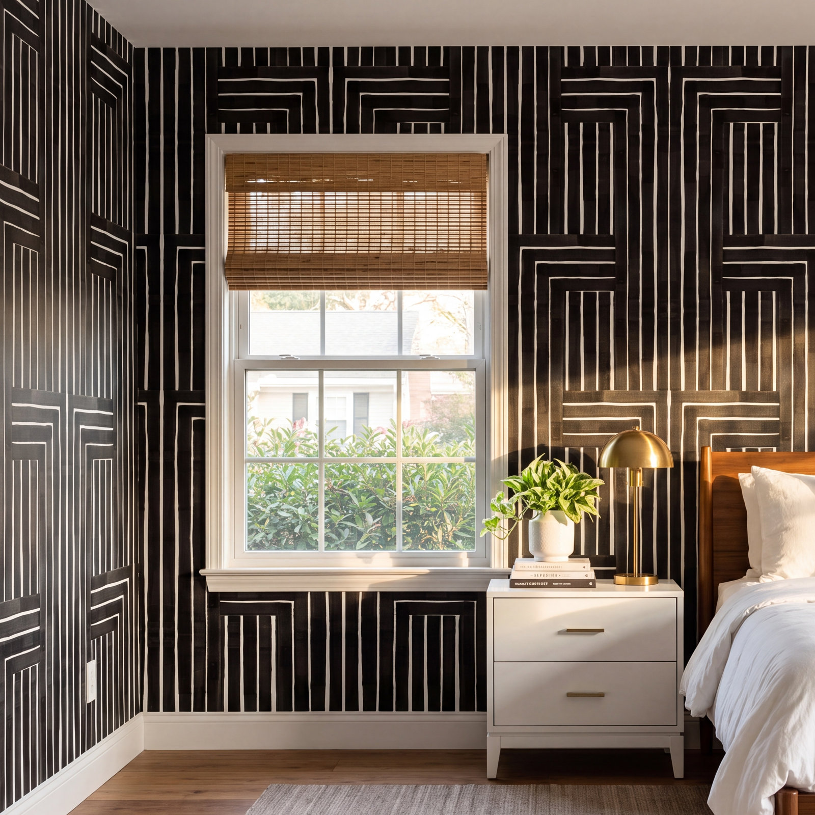 Mitchell Black Organic Self-Adhesive Wallpaper Roll, Self-adhesive, Vinyl, Black