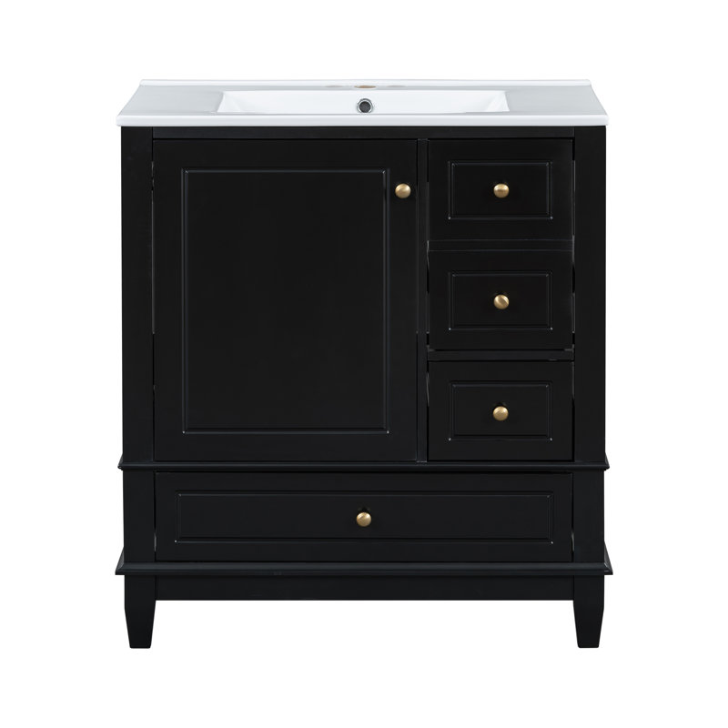 Meuble-lavabo 30 po avec lavabo, Noir