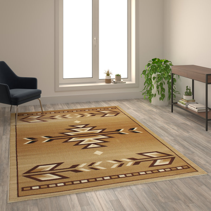 Akyah Multipurpose Southwestern Style Patterned Indoor Area Rug, Rectangle 6' x 9'
