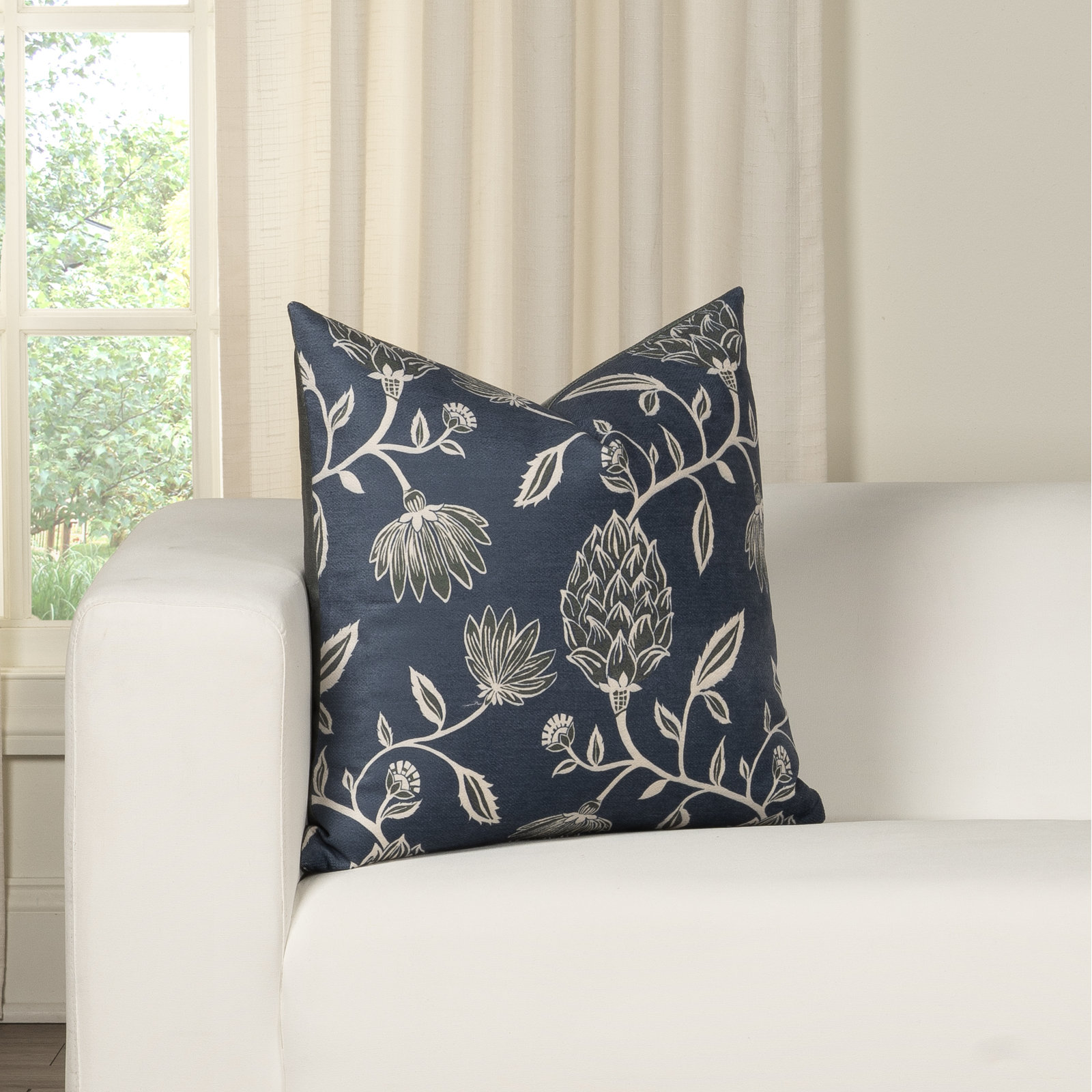 Crellen Gables 20" Feather Throw Pillow, Gray