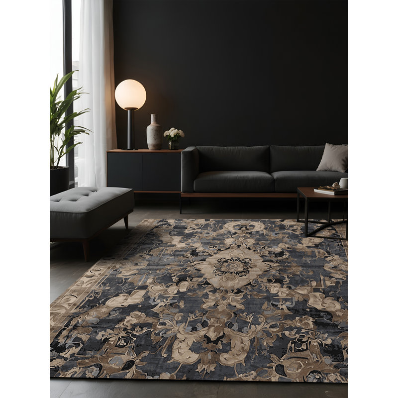 Tapis gris soyeux et moelleux, Carré 3 pi