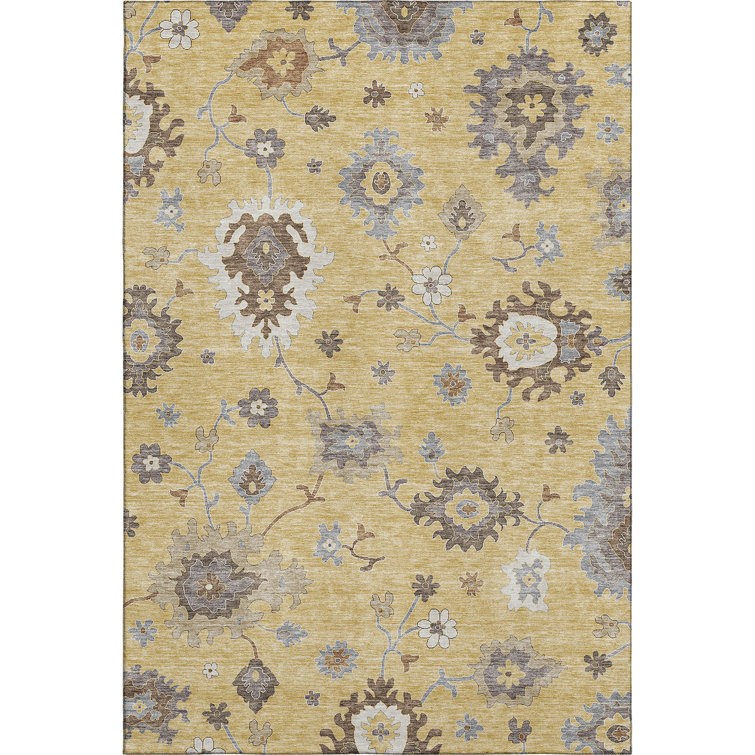 Premium Machine Washable Prisco Gold Rug